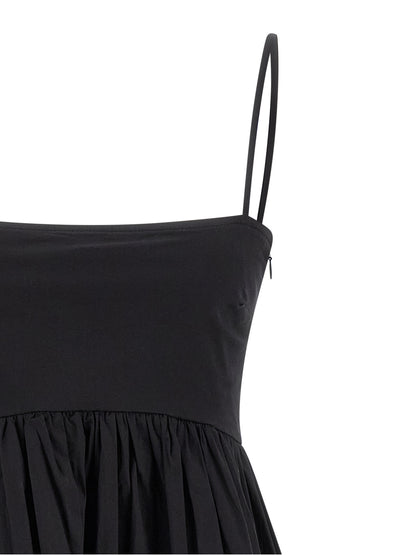 Ganni Schwarzes kurzes Baumwollkleid