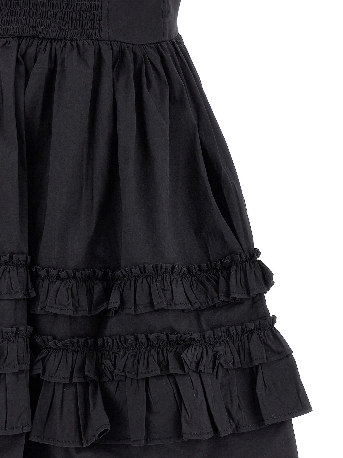Ganni Schwarzes kurzes Baumwollkleid