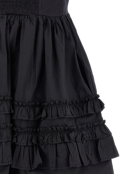 Ganni Schwarzes kurzes Baumwollkleid