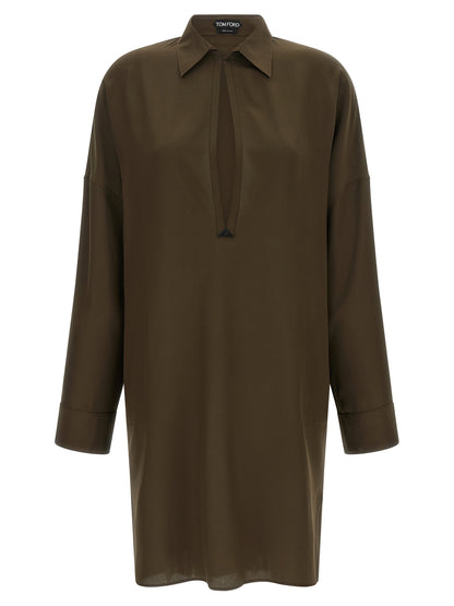 Tom Ford Zweifarbige Seiden-Midikleid