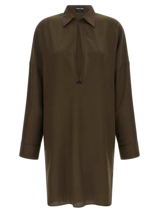 Tom Ford Zweifarbige Seiden-Midikleid