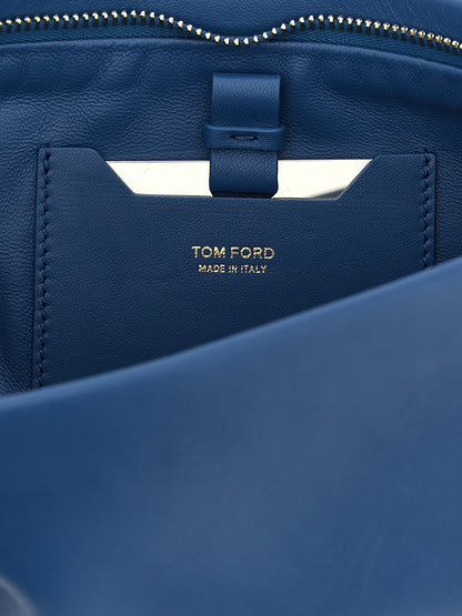 Tom Ford Blaue Clutch aus Lammleder