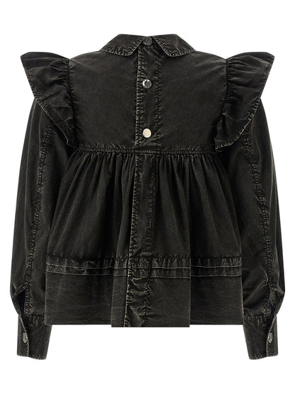 Ganni Schwarze Bio-Baumwollbluse