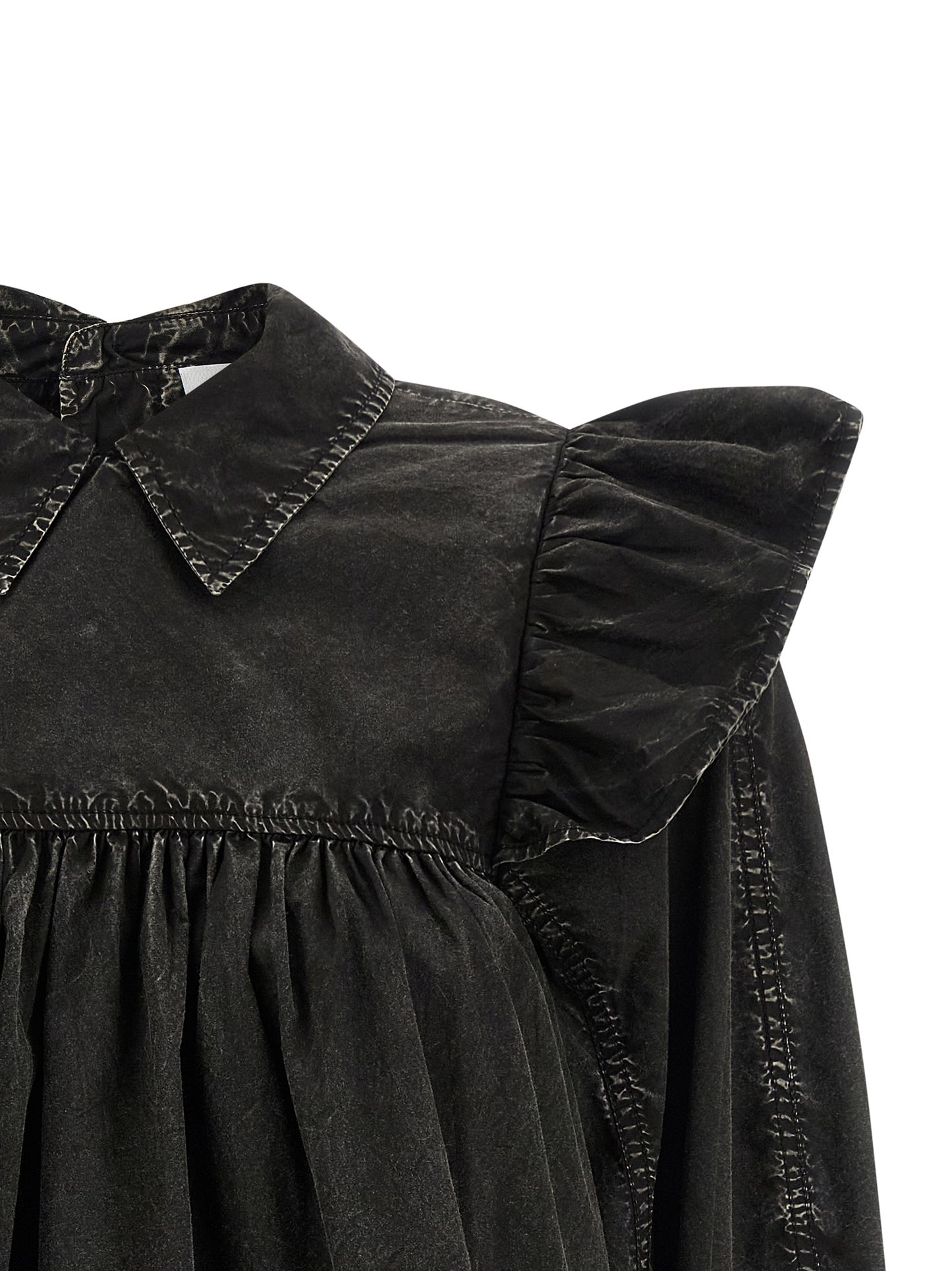 Ganni Schwarze Bio-Baumwollbluse