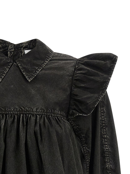 Ganni Schwarze Bio-Baumwollbluse