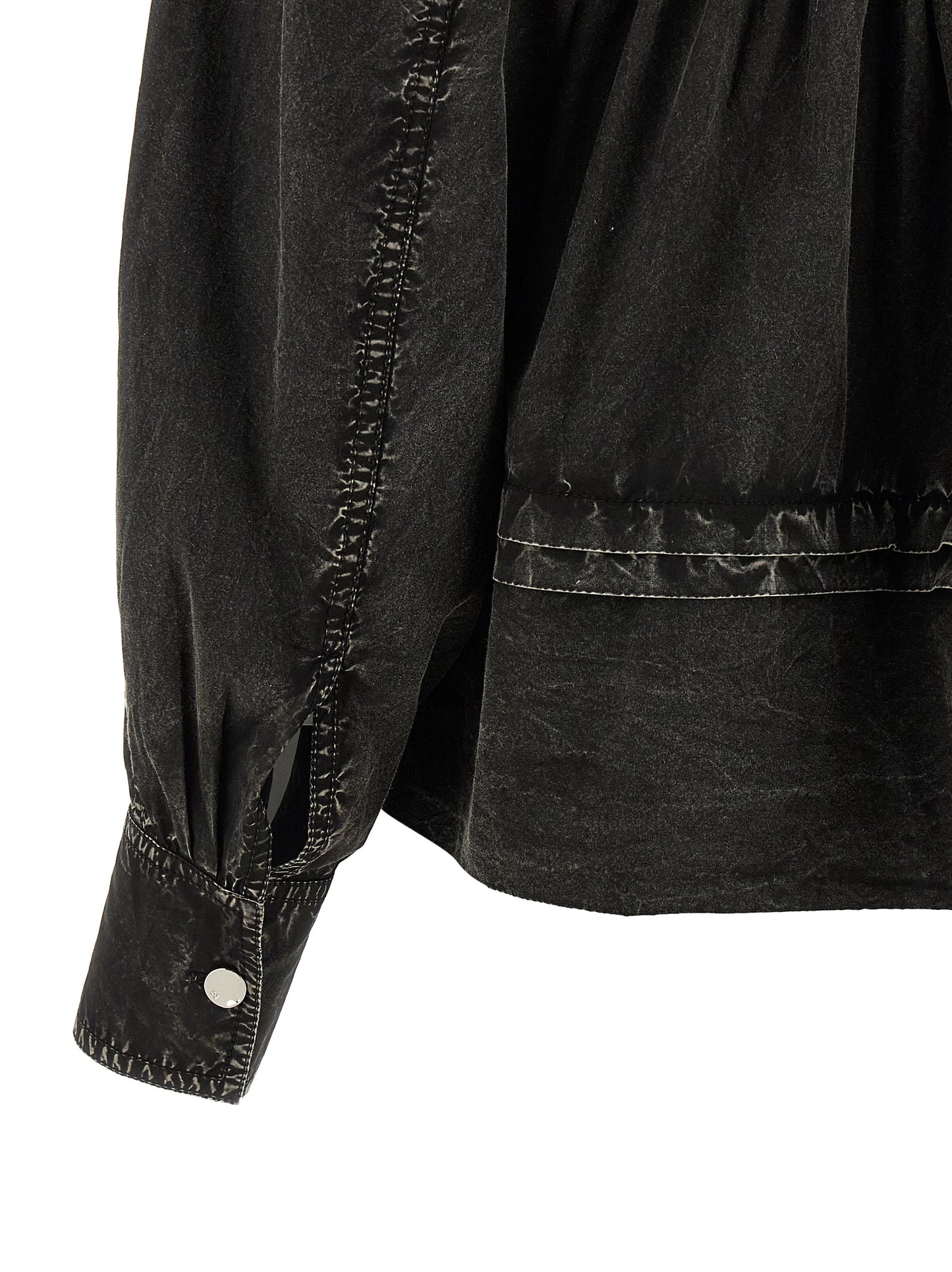 Ganni Schwarze Bio-Baumwollbluse