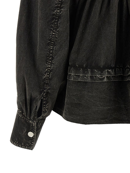 Ganni Schwarze Bio-Baumwollbluse