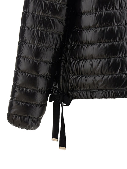 Moncler Schwarze Polyamid-Jacke in voller Länge