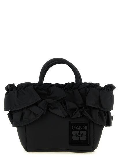 Ganni Schwarze Nylon-Handtasche