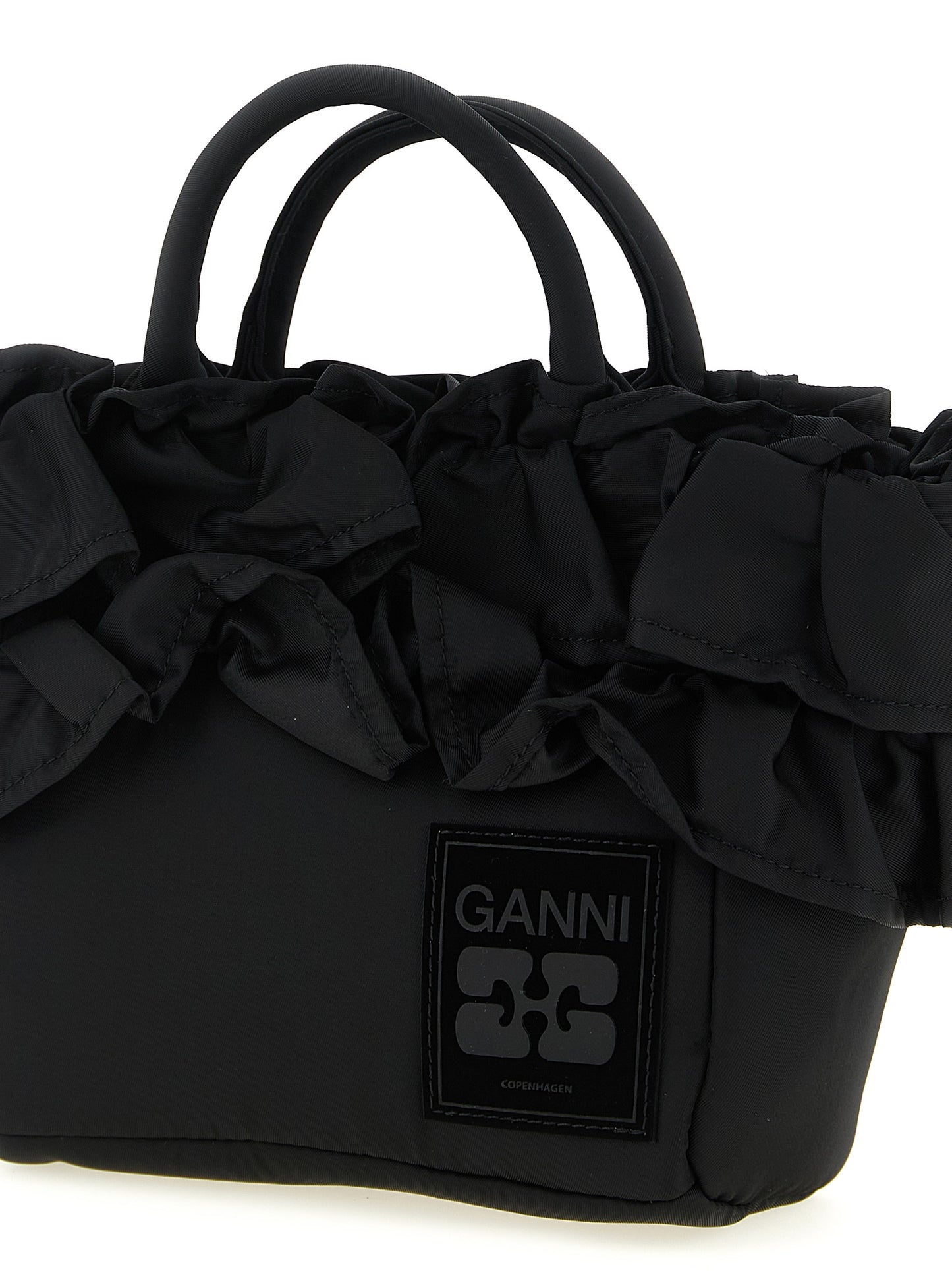 Ganni Schwarze Nylon-Handtasche
