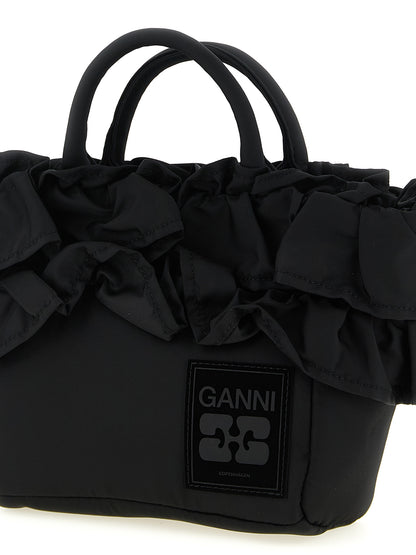 Ganni Schwarze Nylon-Handtasche