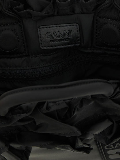 Ganni Schwarze Nylon-Handtasche