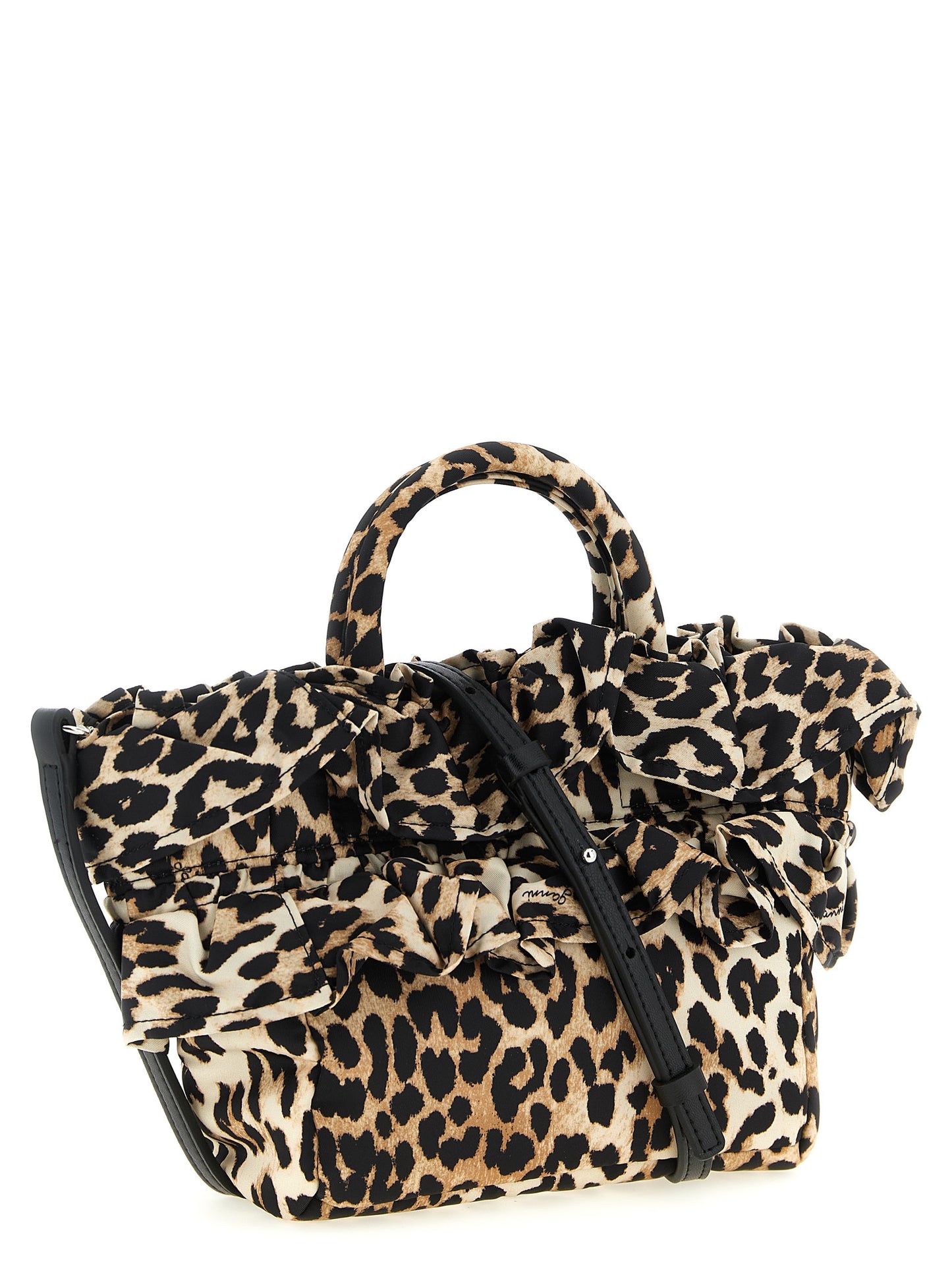 Ganni Braune Handtasche aus Polyamid