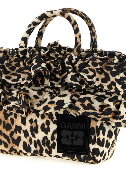 Ganni Braune Handtasche aus Polyamid