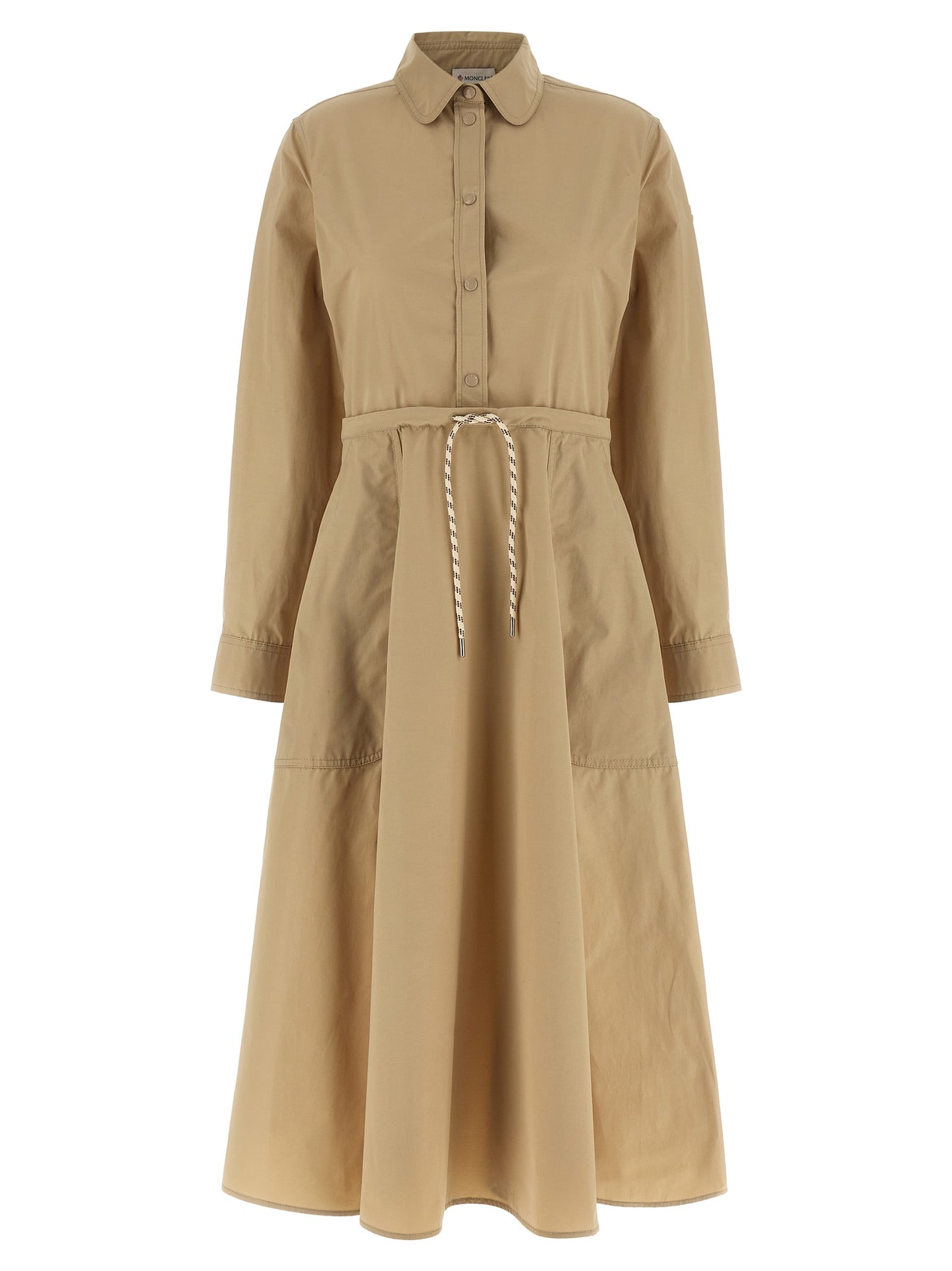 Moncler Beigefarbenes Polyester-Maxikleid