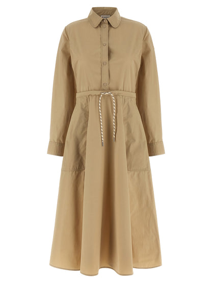 Moncler Beigefarbenes Polyester-Maxikleid