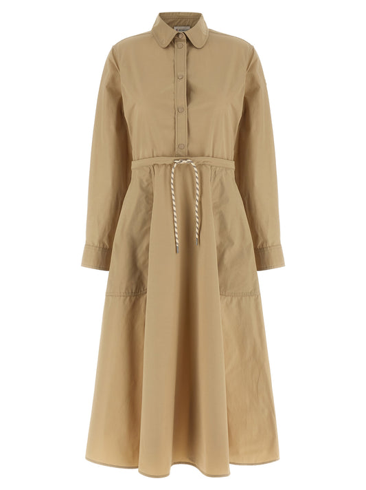 Moncler Beigefarbenes Polyester-Maxikleid