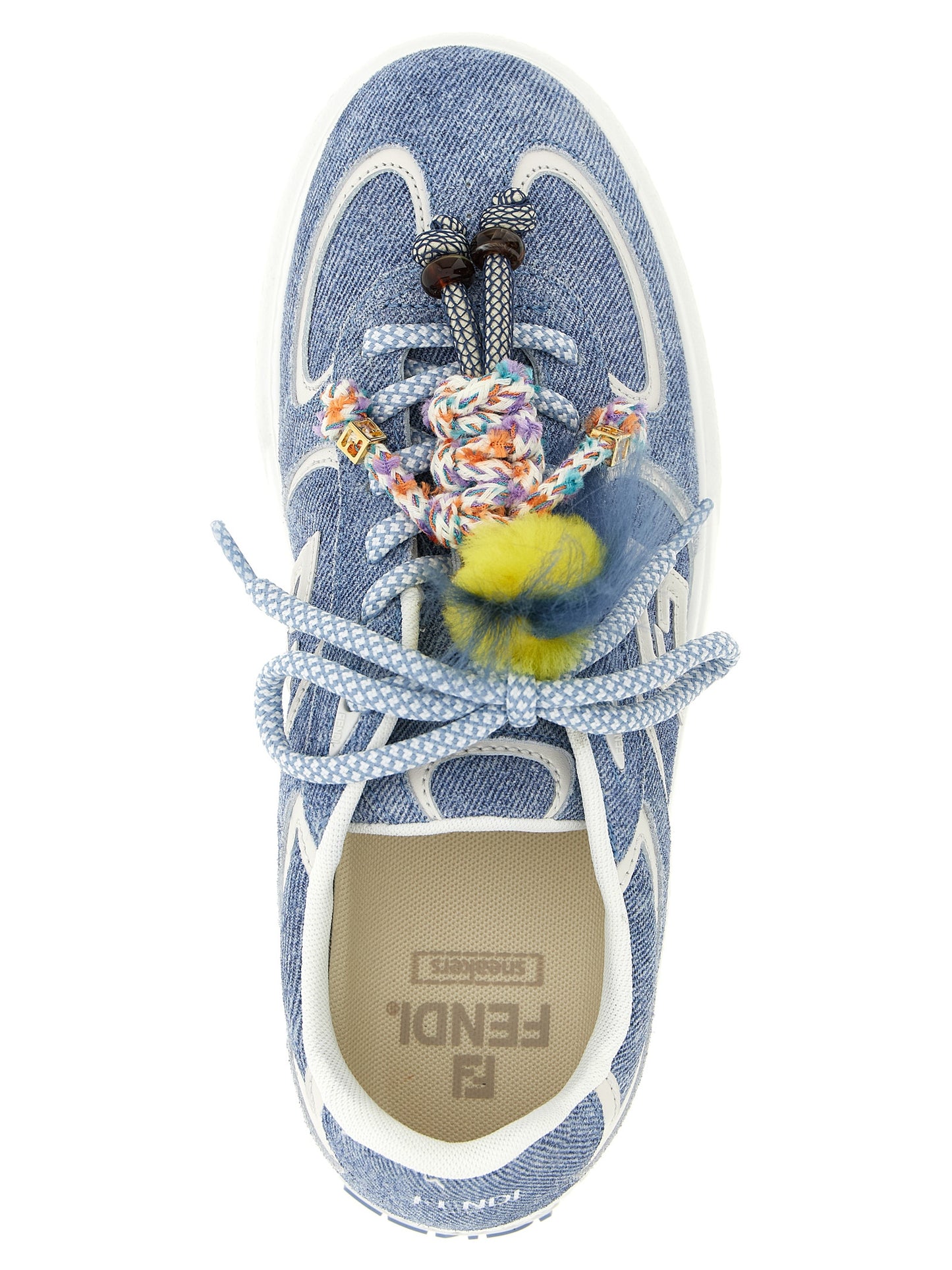 Fendi Blaue Kalbsleder Plateau-Sneaker