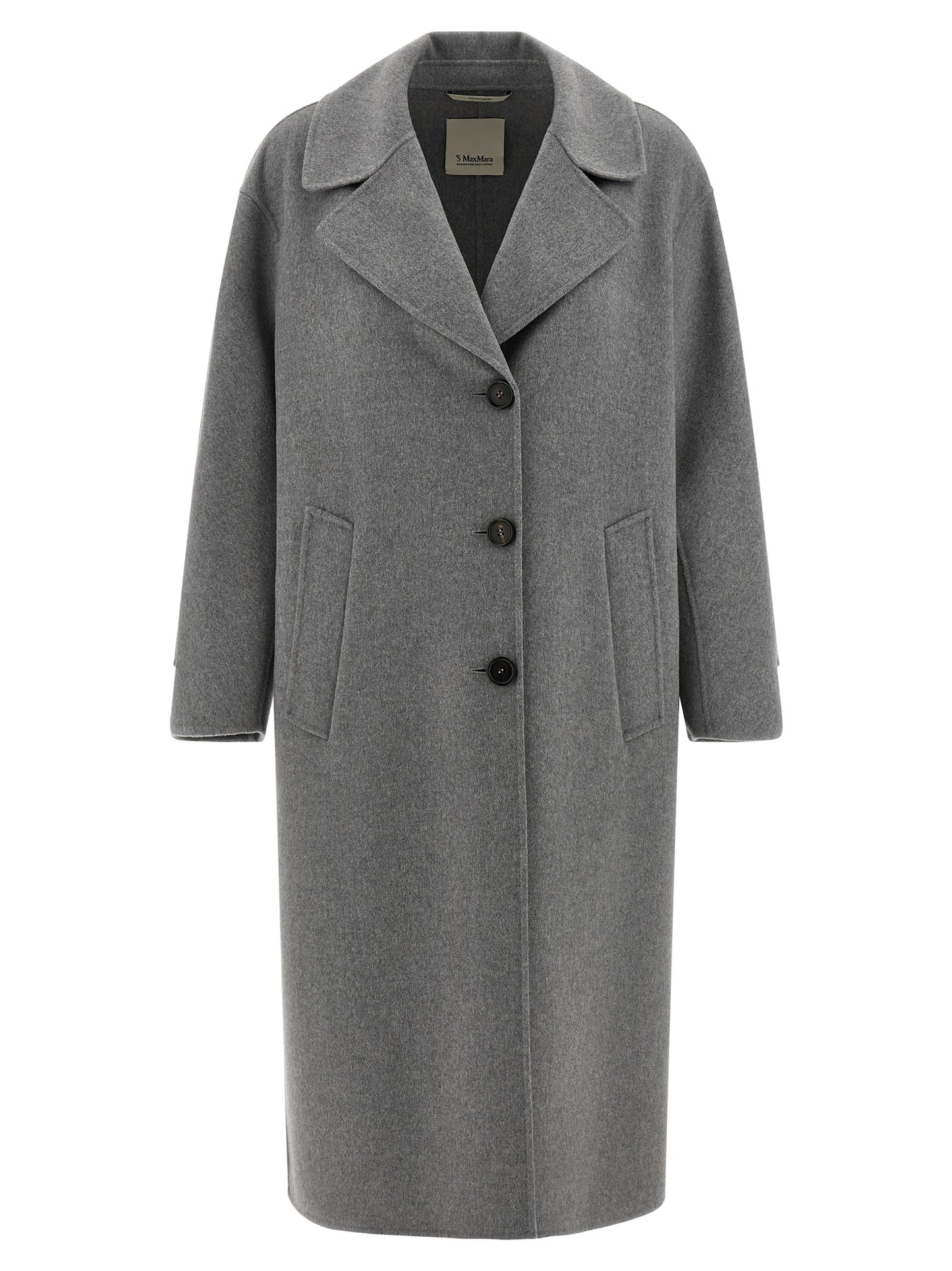 'S Max Mara Grauer Wollmantel aus reiner Schurwolle