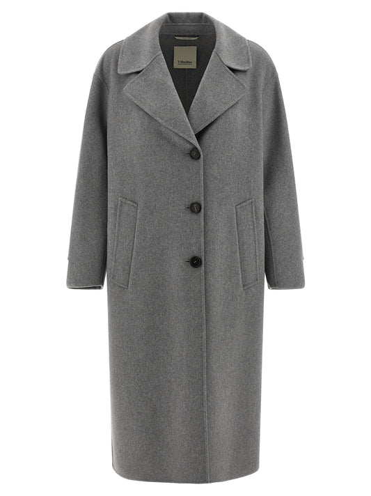 'S Max Mara Grauer Wollmantel aus reiner Schurwolle