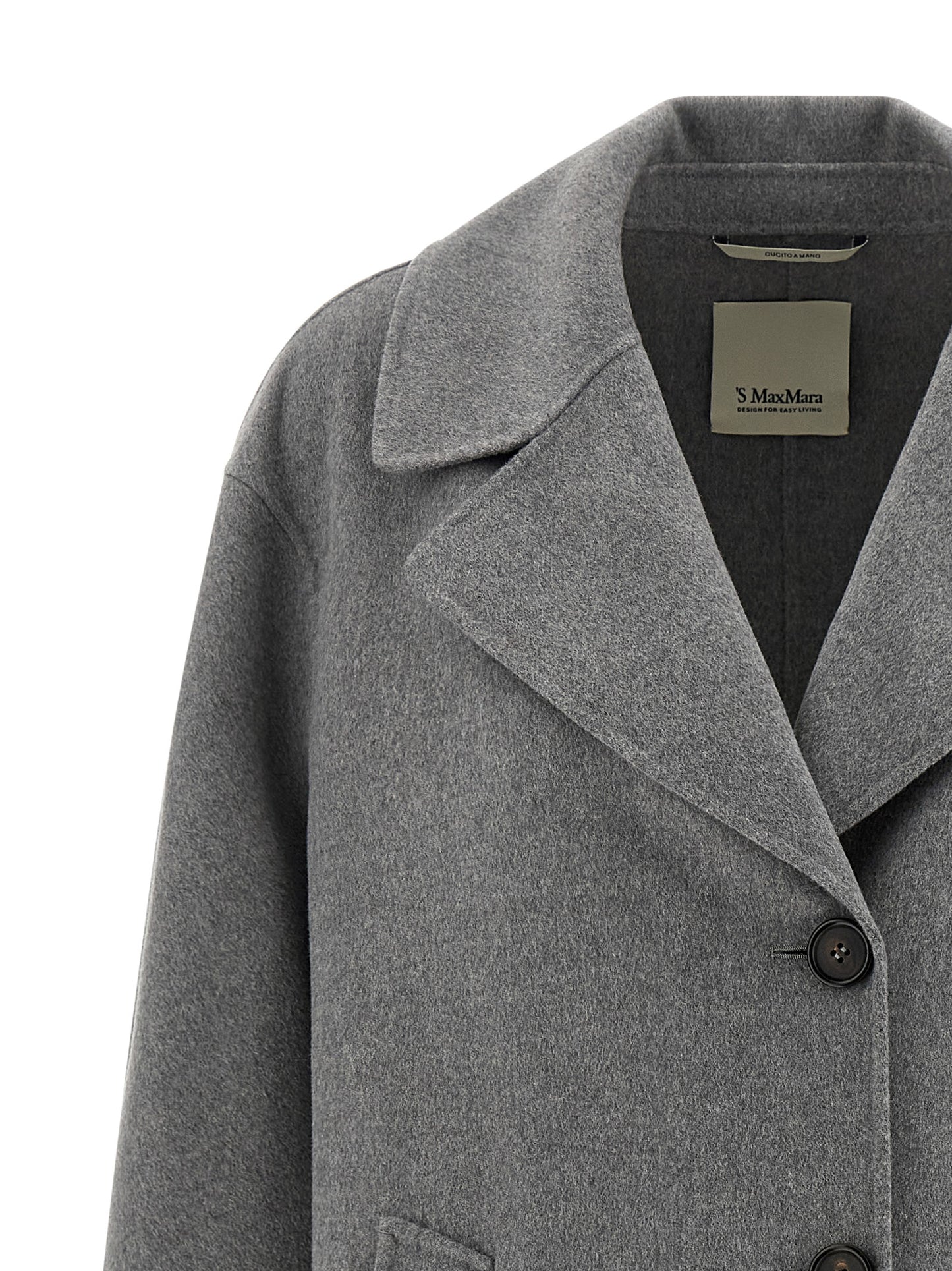 'S Max Mara Grauer Wollmantel aus reiner Schurwolle