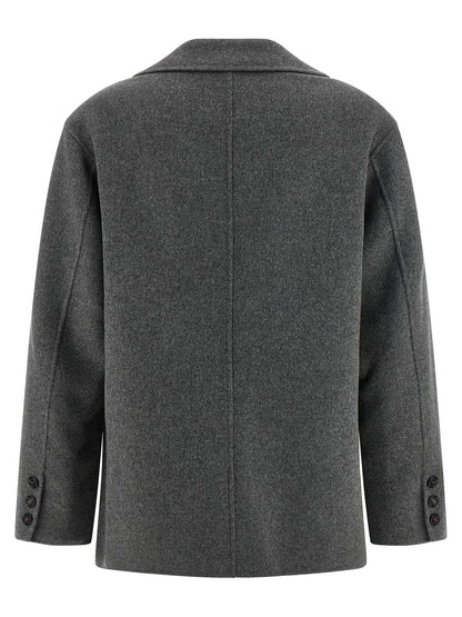 'S Max Mara Grauer Blazer aus reiner Schurwolle