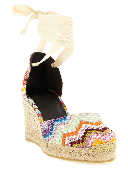 Missoni Keilabsatz-Sandalen aus mehrfarbigem Rindsleder