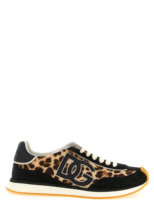 Dolce & Gabbana Mehrfarbige Kalbsleder-Sneaker mit niedrigem Schaft
