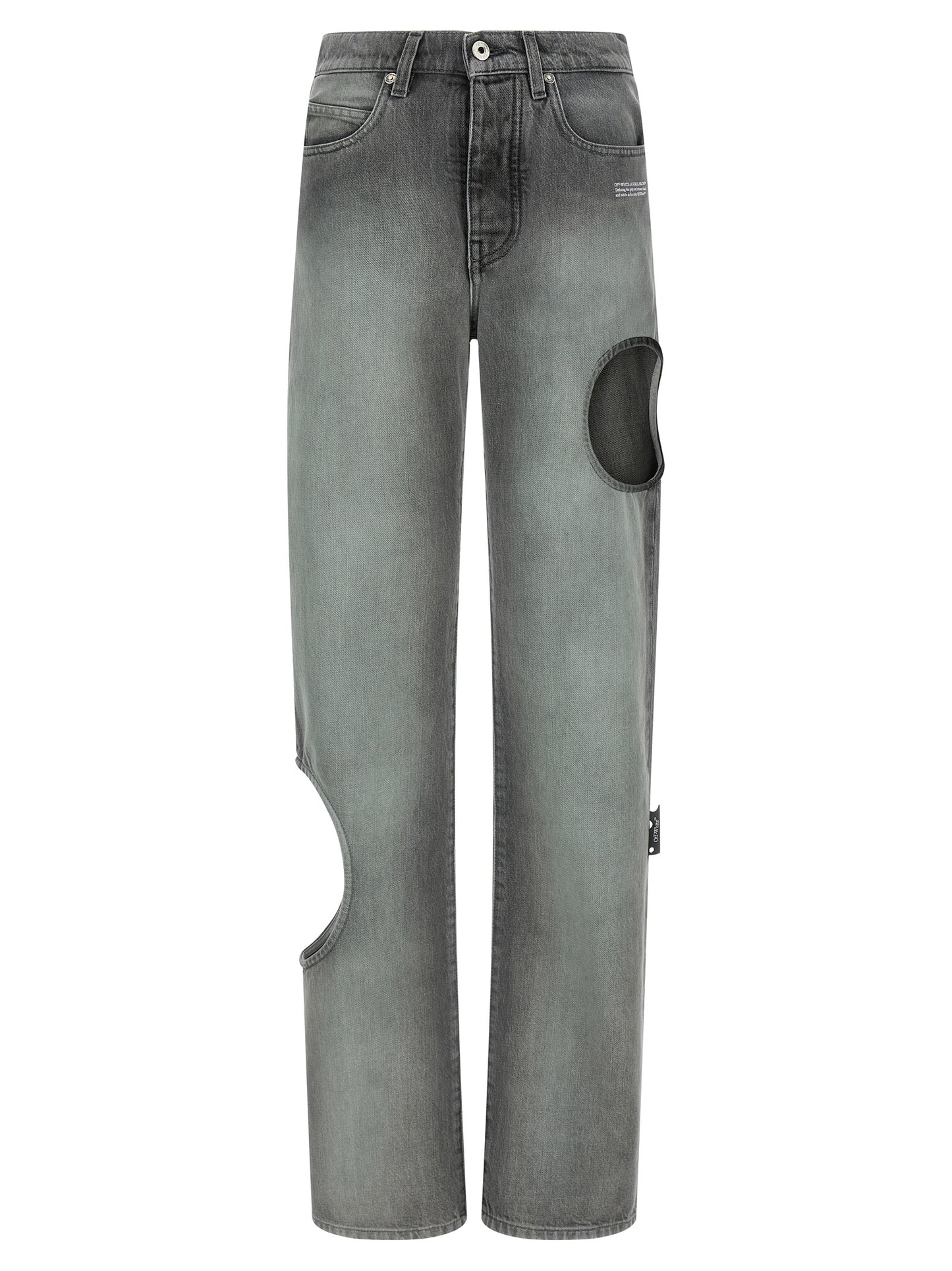 Off-White Graue Jeans aus Baumwolle im geraden Schnitt