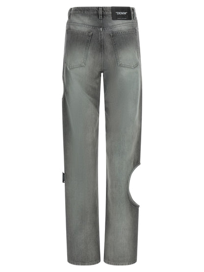 Off-White Graue Jeans aus Baumwolle im geraden Schnitt