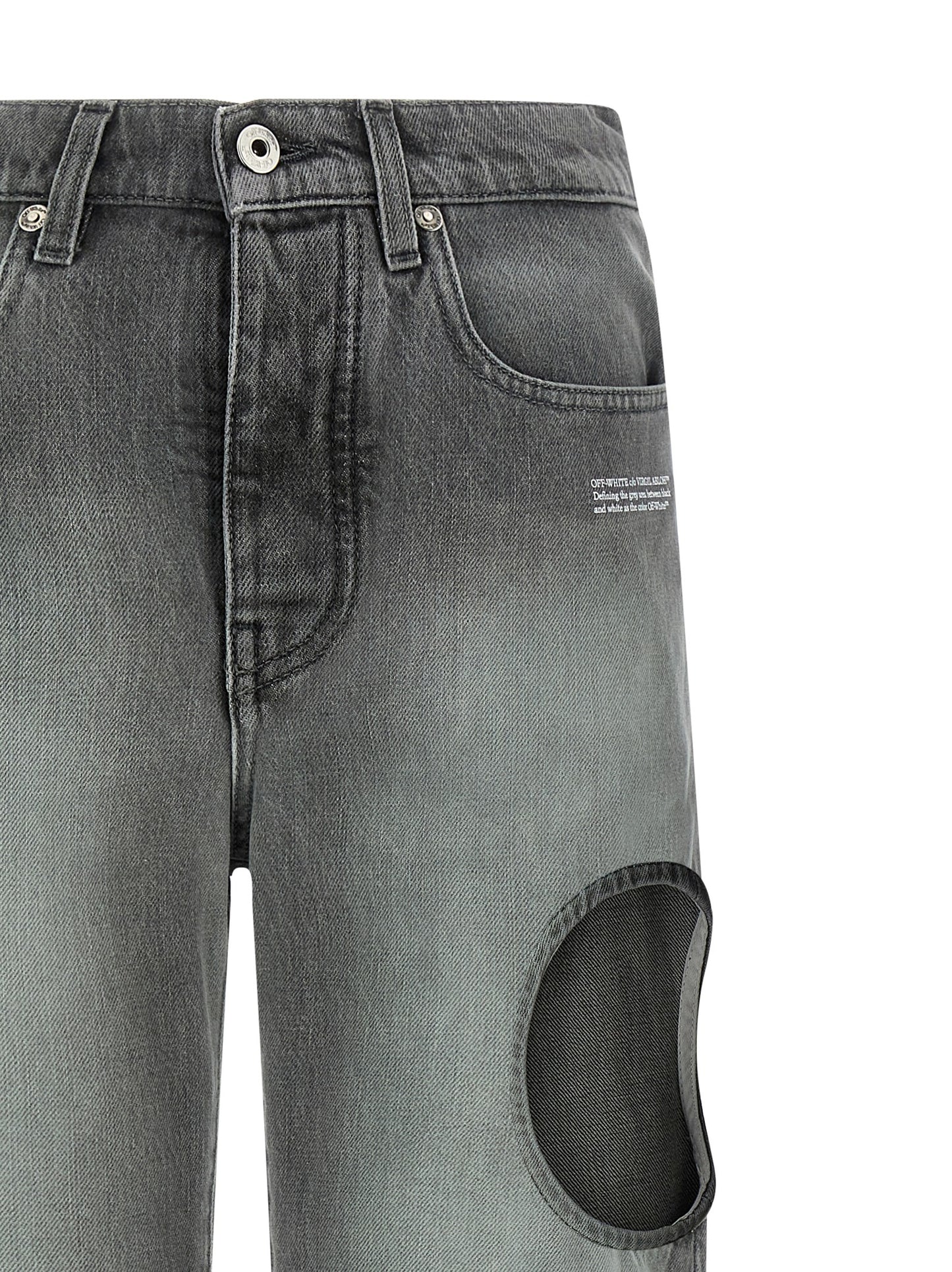 Off-White Graue Jeans aus Baumwolle im geraden Schnitt