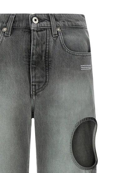 Off-White Graue Jeans aus Baumwolle im geraden Schnitt