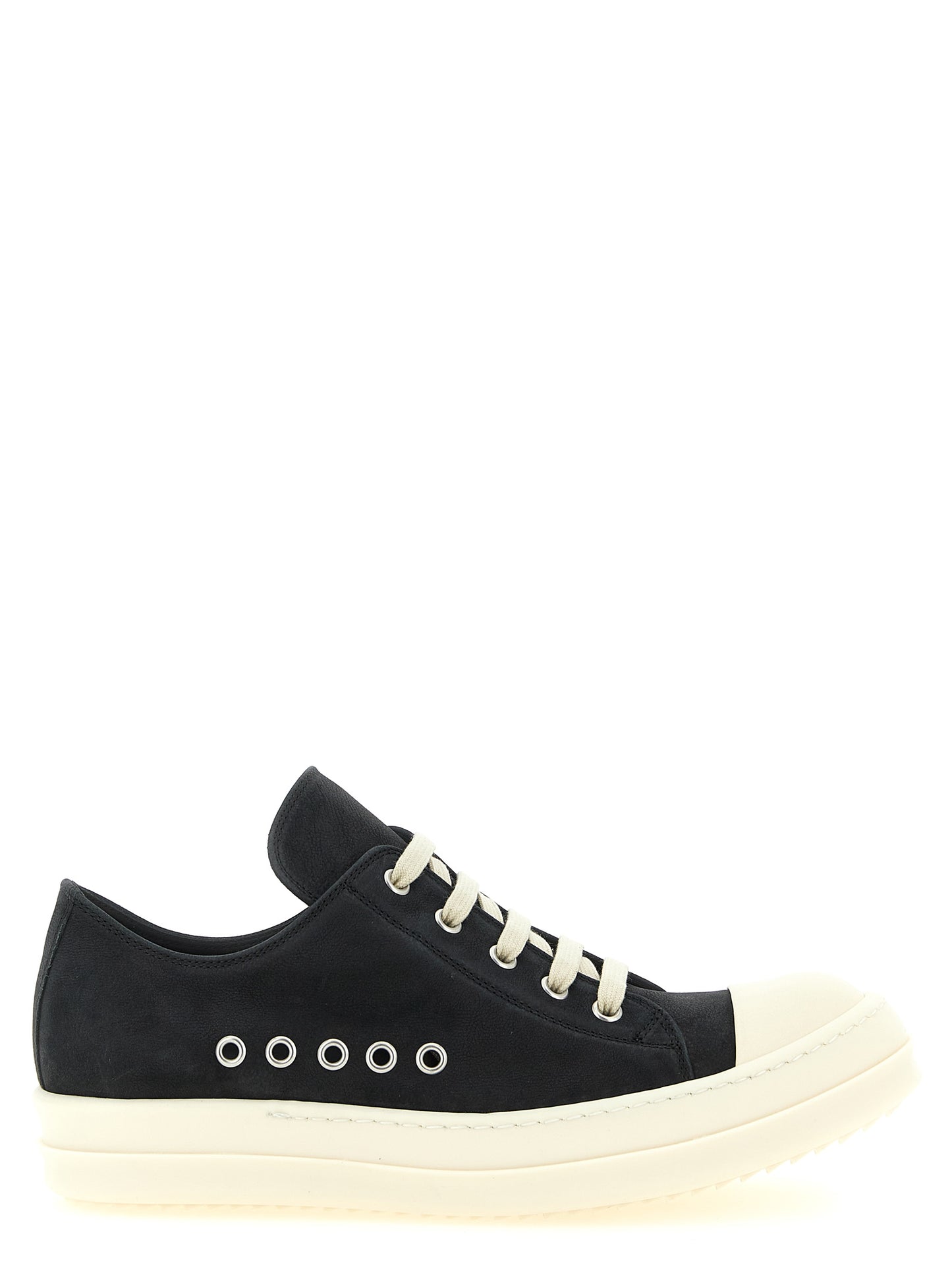 Rick Owens Schwarze Kalbsleder Low-Top-Sneaker
