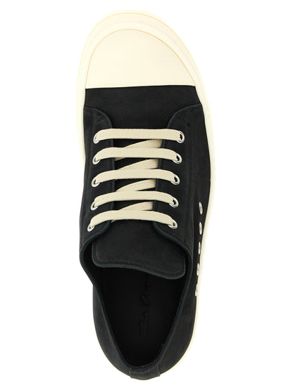 Rick Owens Schwarze Kalbsleder Low-Top-Sneaker