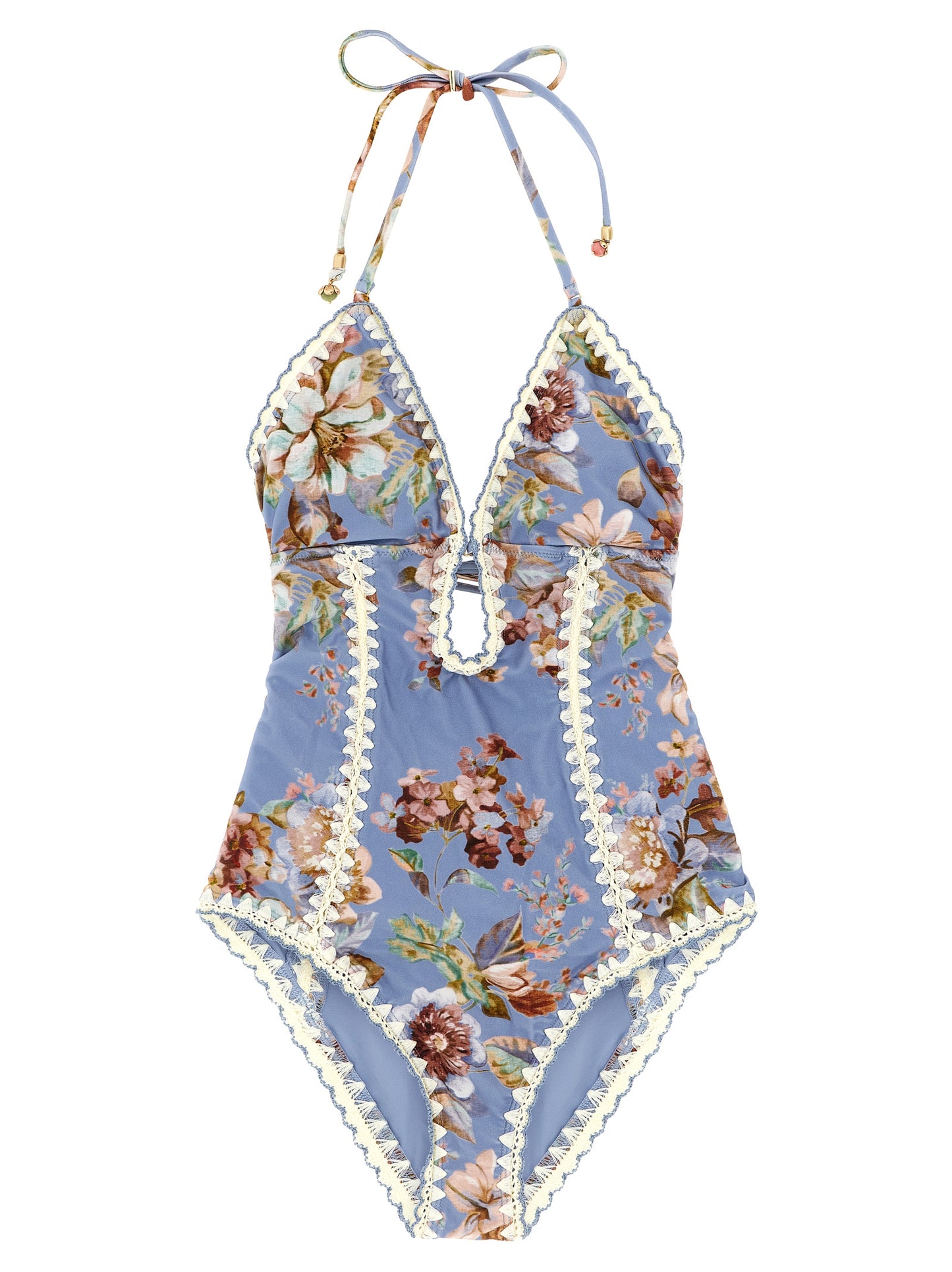 Zimmermann Einteiliger Badeanzug aus blauem Polyamid