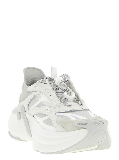 Fendi Graue Kalbsleder-Sneaker im Athletic-Stil