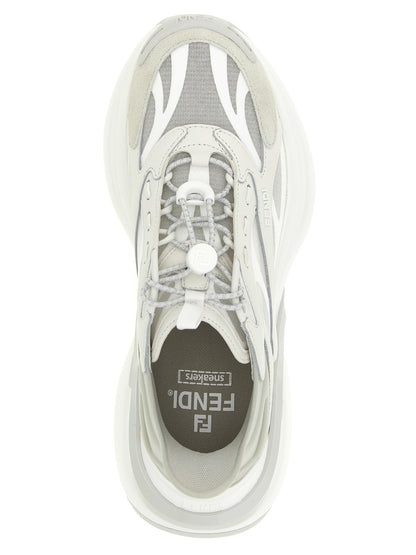 Fendi Graue Kalbsleder-Sneaker im Athletic-Stil