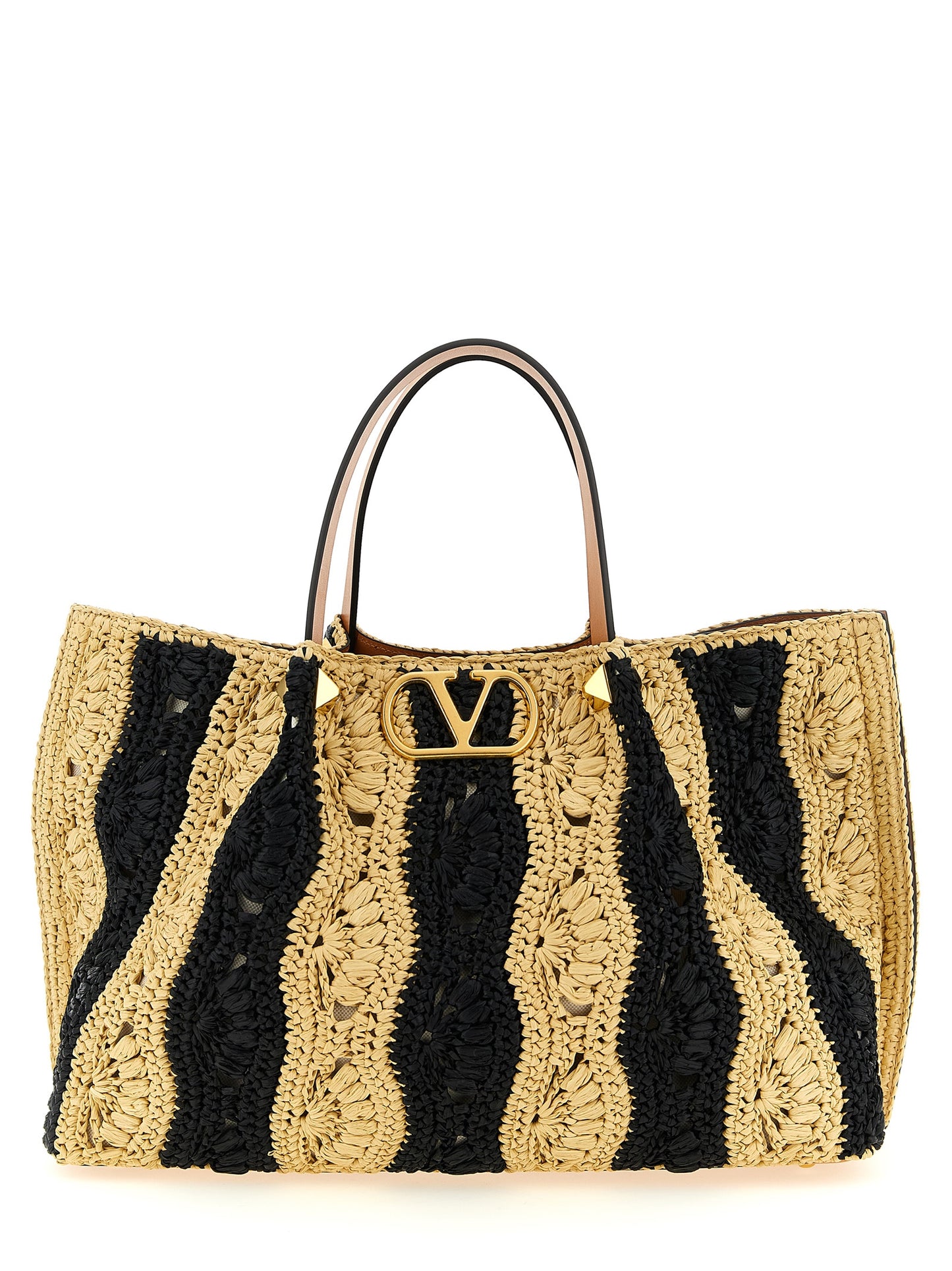 Valentino Garavani Beige Raffia Handtasche