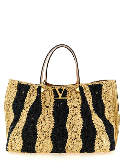 Valentino Garavani Beige Raffia Handtasche