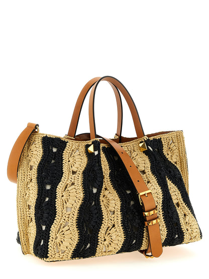 Valentino Garavani Beige Raffia Handtasche