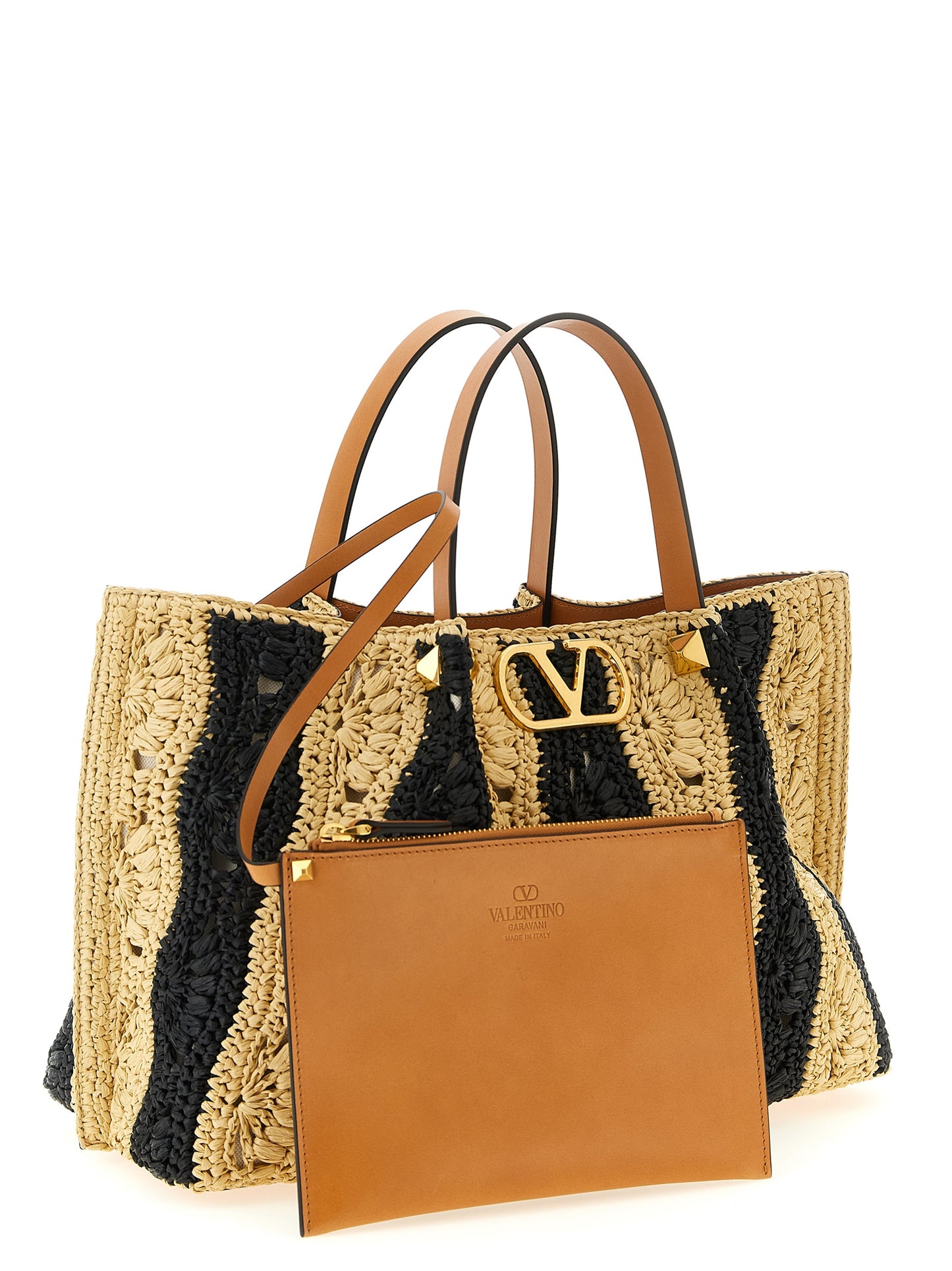 Valentino Garavani Beige Raffia Handtasche