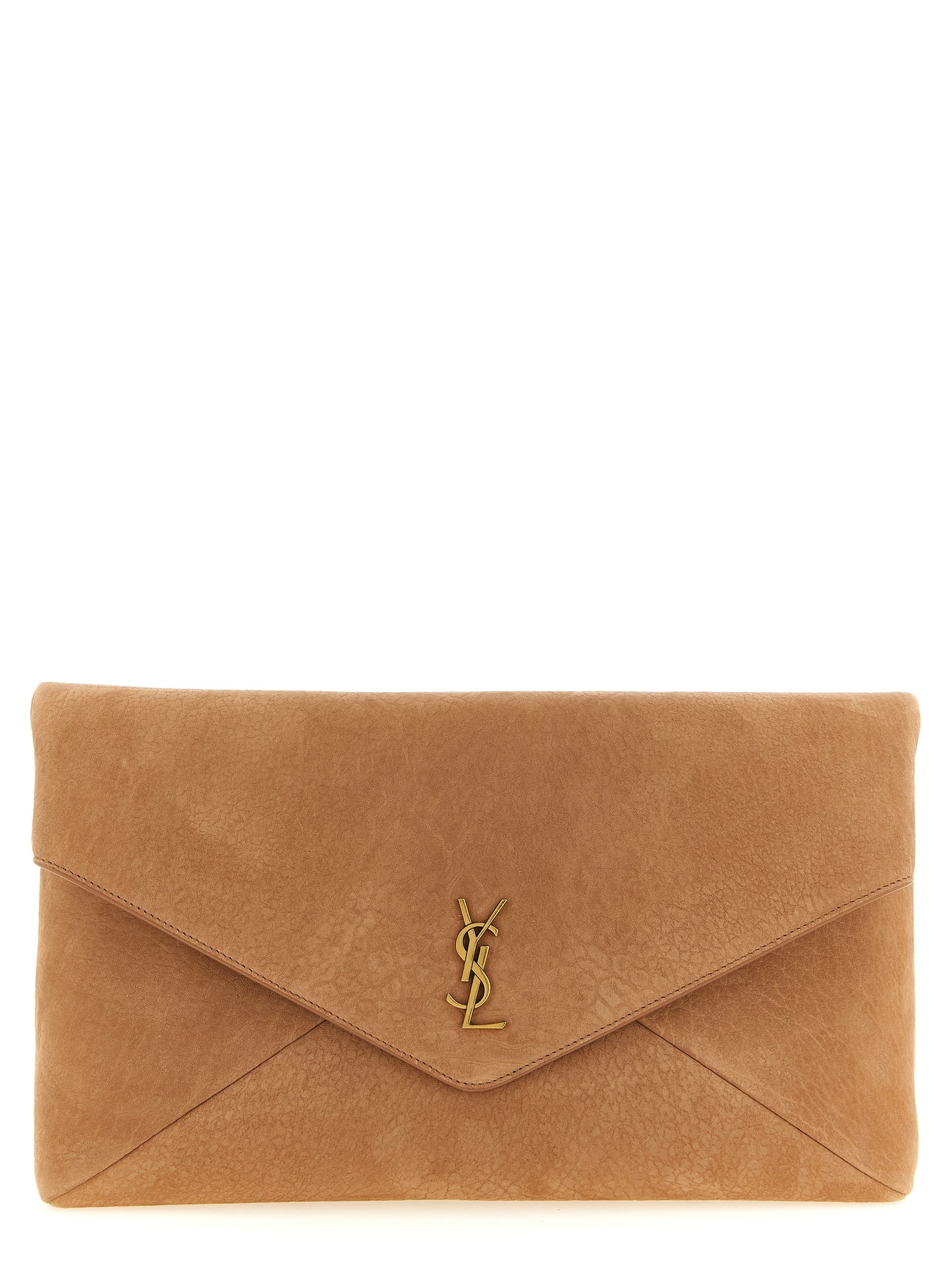 Saint Laurent Braune Lammleder-Clutch