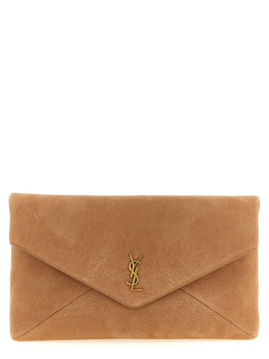 Saint Laurent Braune Lammleder-Clutch
