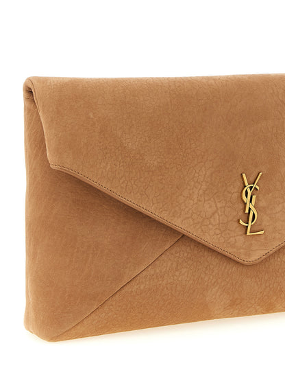Saint Laurent Braune Lammleder-Clutch