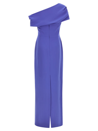 Carolina Herrera Langes blaues Polyesterkleid