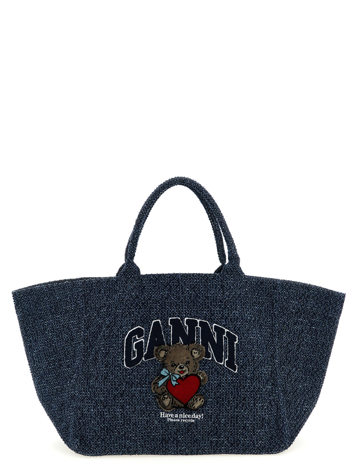 Ganni Blaue Tote Bag aus Bio-Baumwolle