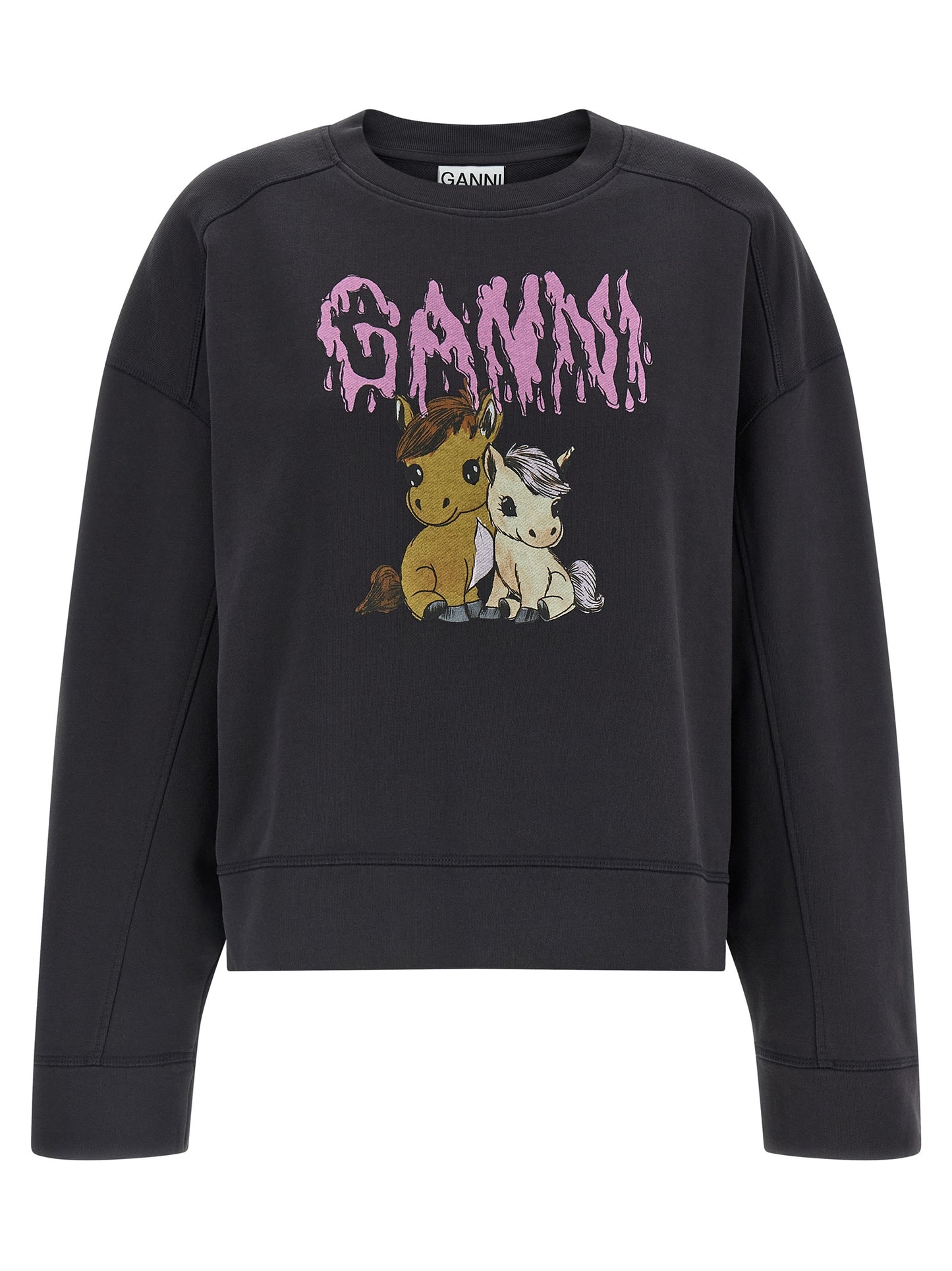 Ganni Schwarzer Bio-Baumwoll-Sweater