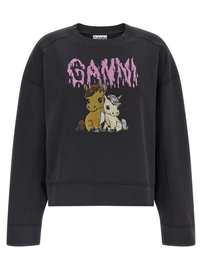 Ganni Schwarzer Bio-Baumwoll-Sweater