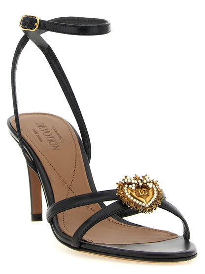 Dolce & Gabbana Schwarze Stiletto-Sandalen aus Kalbsleder