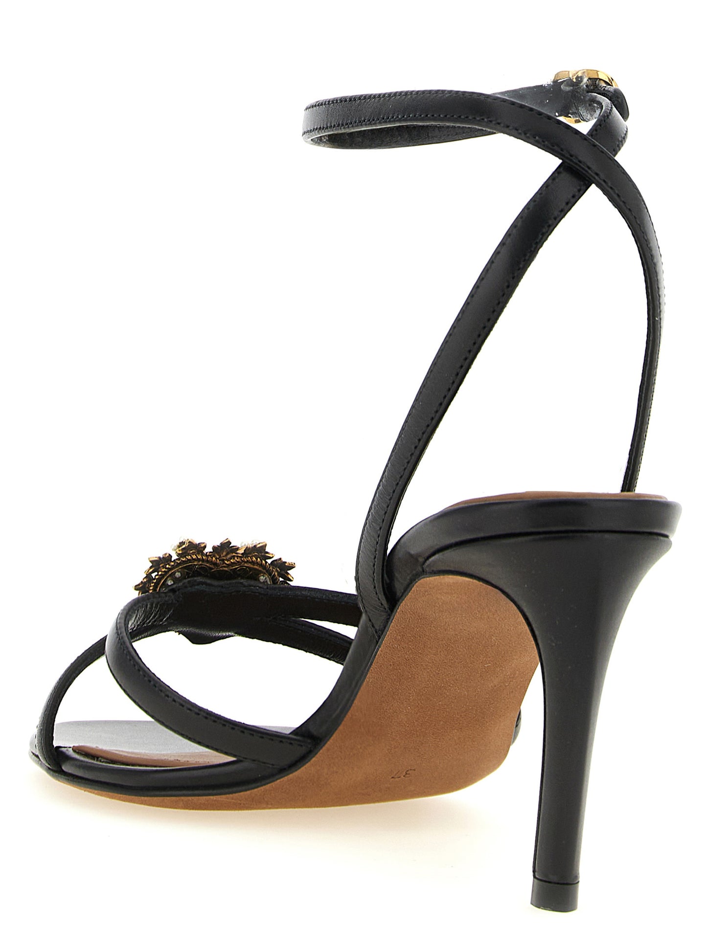 Dolce & Gabbana Schwarze Stiletto-Sandalen aus Kalbsleder